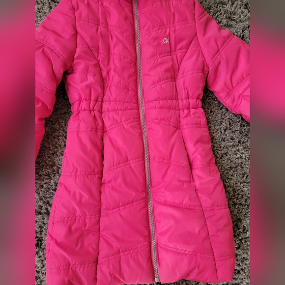 Calvin Klein Girls Size 6x Hooded Puffer Jacket Magenta Pink - Picture 10 of 10